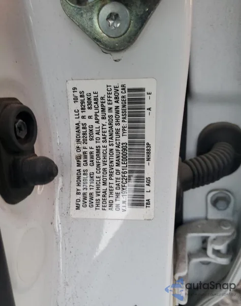 2020 Honda Civic Lx from USA, damaged, VIN 19XFC2F61LE000903
